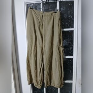 Eileen Fisher Cropped Wide Leg Pants Size XL Iridescent Minimalist Pockets 19"
